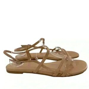 A new day womens barely there sandals size 9.5 tan faux leather vegan